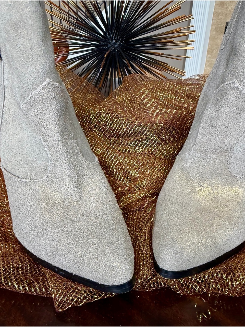 Aldo Light Gray Suede Pointed Toe Ankle Boots